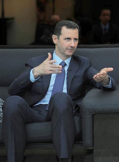 Bachar al-Assad accorde un entretien à un journaliste russe, le 26 août 2013 à Damas
