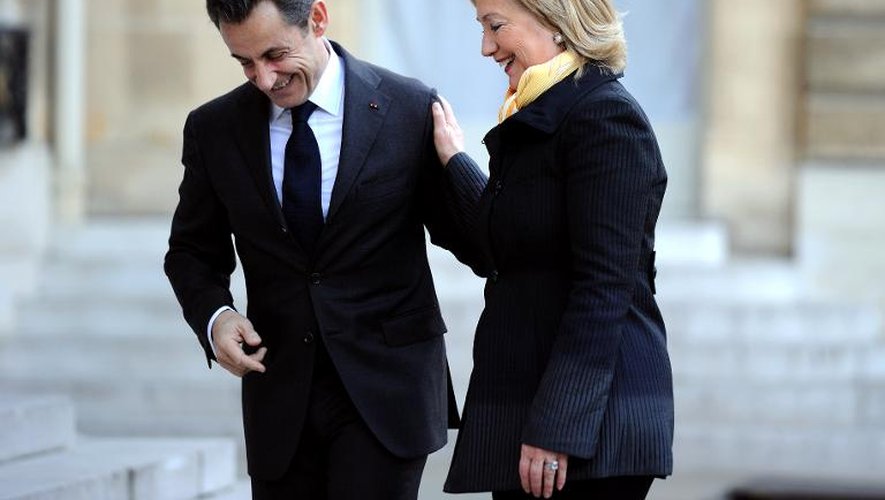 Nicolas Sarkozy et Hillary Clinton le 14 mars 2011 à l'Elysée