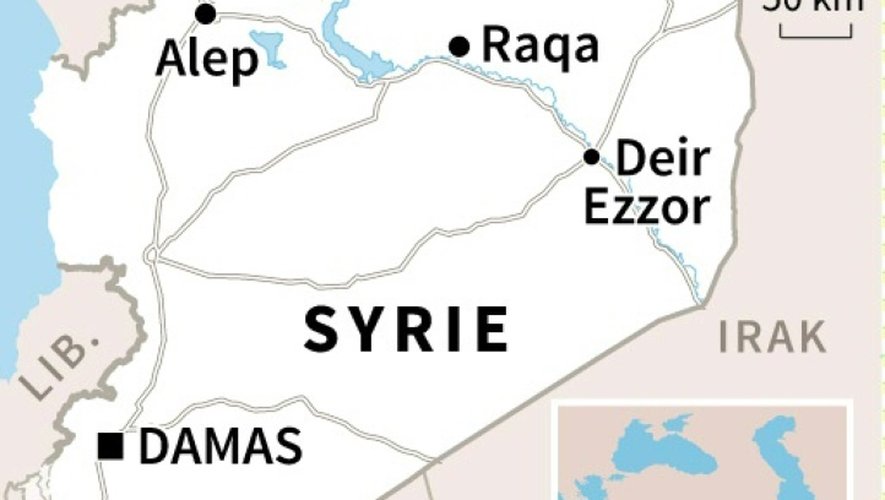 Carte localisant Minbej où les combattants kurdes soutenus par Washington tentent de reprendre un fief du groupe Etat islamique
