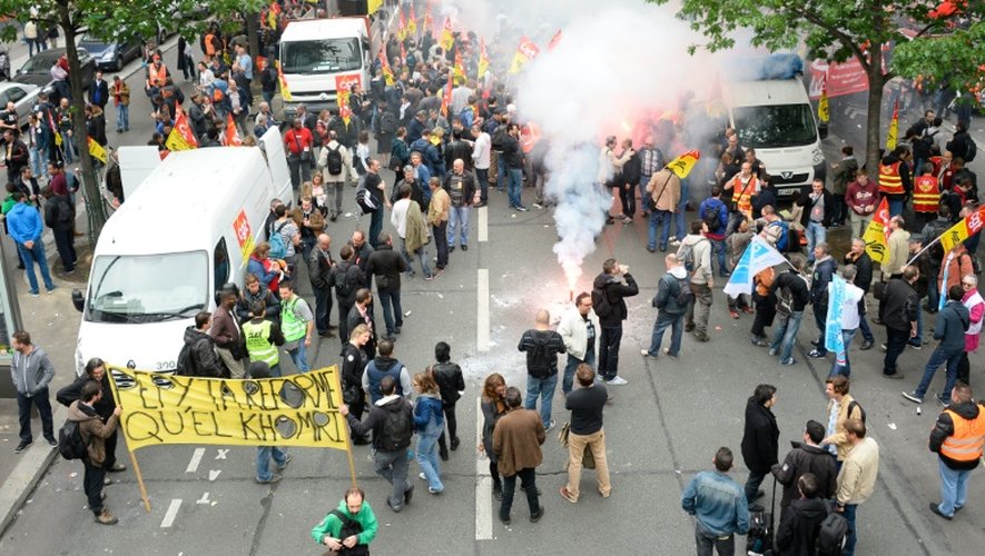 Manifestation de salariés de la SNCF à Paris, le 6 juin 2016