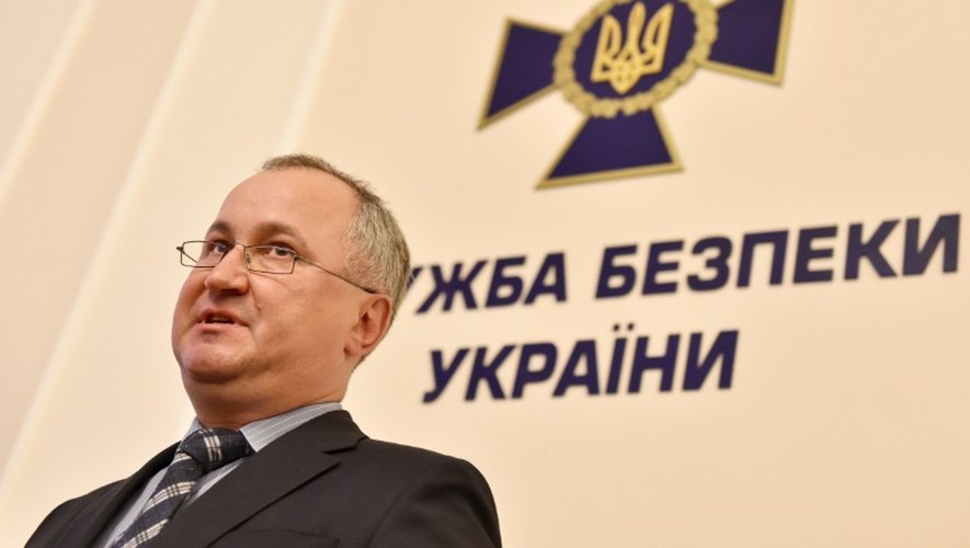 Le chef des services secrets ukrainiens, Vassil Grytsak lors d'une conférence de presse à Kiev, le 6 juin 2016