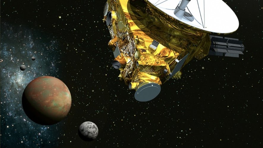 Vue d'artiste fournie par la NASA/Université Johns Hopkins de la sonde New Horizons s'approchant de Pluton