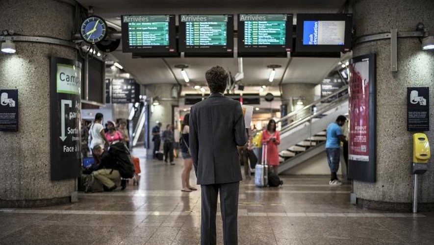 Une personne regarde les panneaux d'affichage à la gare Lyon-Pardieu, le 11 juin 2014