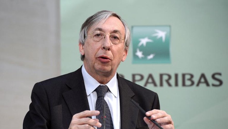 Georges Chodron de Courcel, directeur général délégué, lors d'une conférence de presse, le 14 février 2013 à Paris, sur les résultats financiers 2012 de la banque