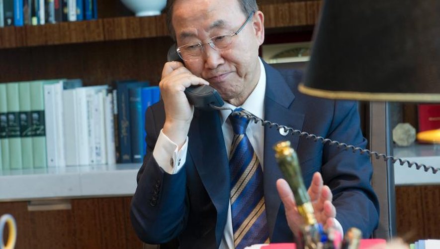 Le secrétaire général de l'Onu Ban Ki-moon le 30 août 2013 dans son bureau à New York