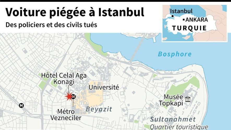 Localisation d'un attentat meurtrier à la voiture piégée à Istanbul