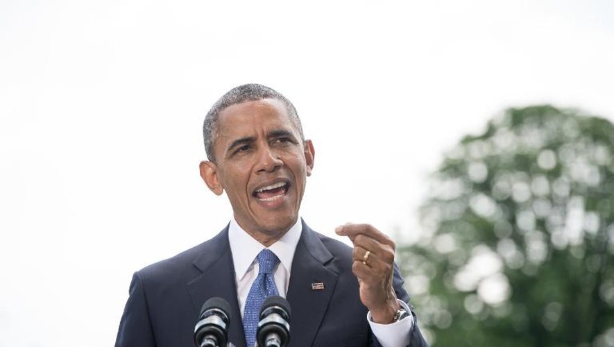 Le président américain Barack Obama s'exprime sur l'Irak, depuis les jardins de la Maison blanche le 13 juin 2014