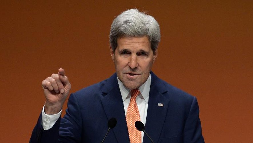 Le secrétaire d'Etat américain John Kerry lors du sommet sur les violences sexuelles en temps de conflit, le 13 juin 2014 à Londres