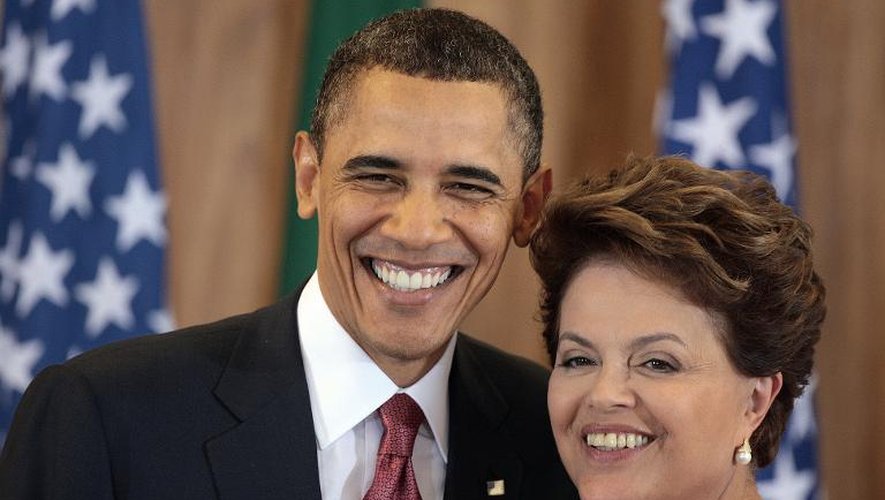La présidente brésilienne Dilma Rousseff aux côtés de Barack Obama, le 19 mars 2011 à Brasilia