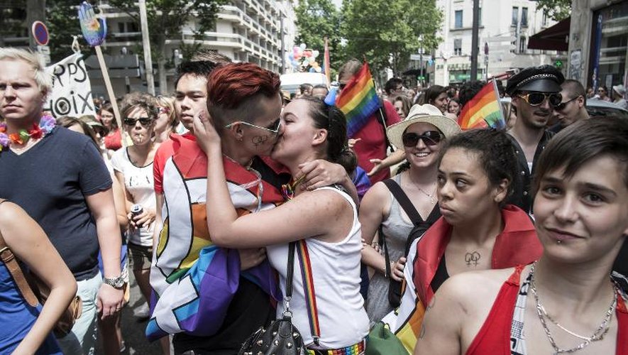 Le cortège de la 19e Gay Pride de Lyon, le 14 juin 2014