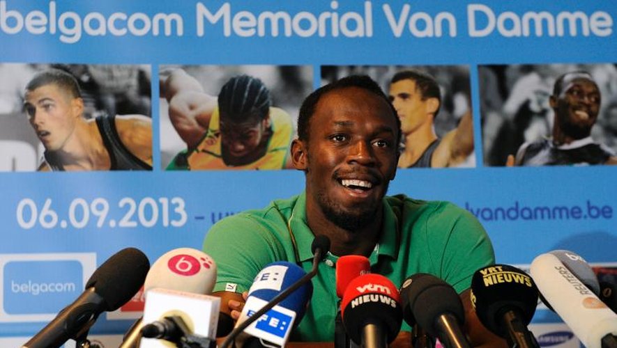 Usain Bolt lors d'une conférence de presse, le 4 septembre 2013 à Bruxelles