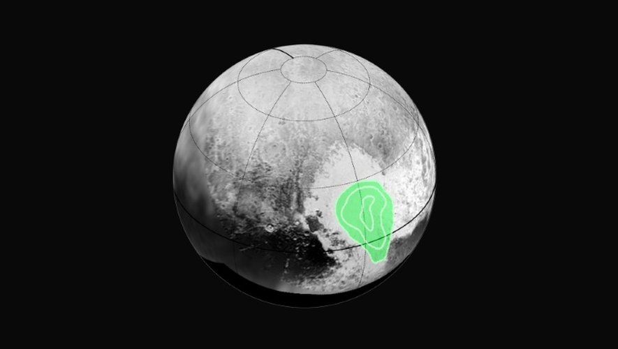 Photo fournie par la NASA le 17 juillet 2015 montrant le "coeur de Phuton", située dans la "Région Tombaugh"