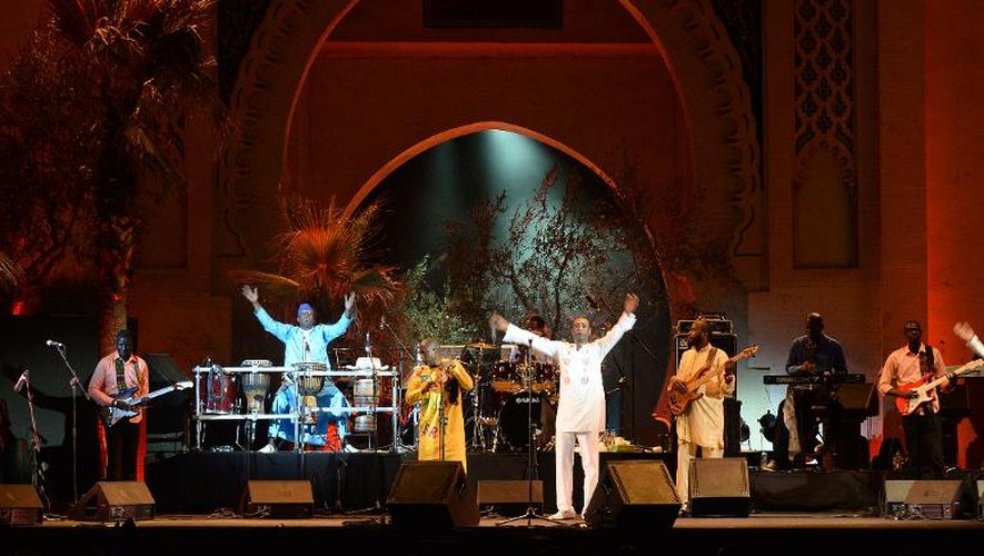 La scène du festival des musiques sacrées de Fes, avec le chanteur sénégalais Youssou N'Dour, le 16 juin 2014