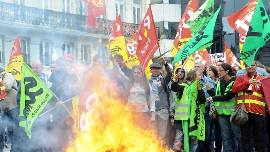 Manifestation de cheminots grèvistes le 17 juin 2014 à Lille
