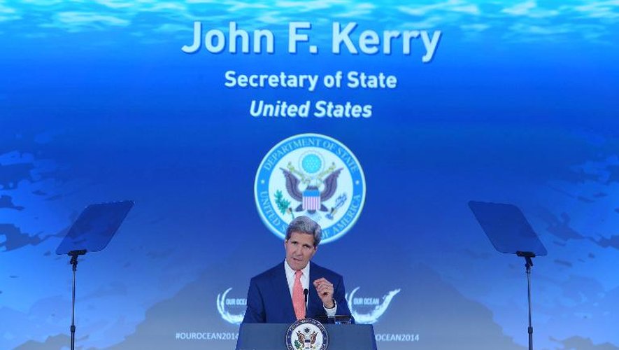 Le secrétaire d'Etat américain John Kerry lors d'une allocution à la conférence “Our Ocean” (Notre océan) au département d'Etat le 16 juin 2014 à Washington