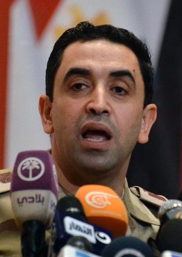 Le colonel Ahmed Aly, porte-parole de l'armée égyptienne, lors d'un point presse au Caire, el 8 septembre 2013