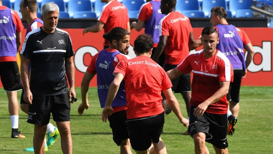 Les Suisses peaufinent les réglages à l'entraînement, le 9 juin 2016 à La Mosson, où ils affrontent l'Albanie à L'Euro