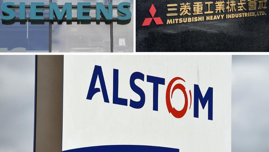 Les logos de Siemens, Mitsubishi et Alstom