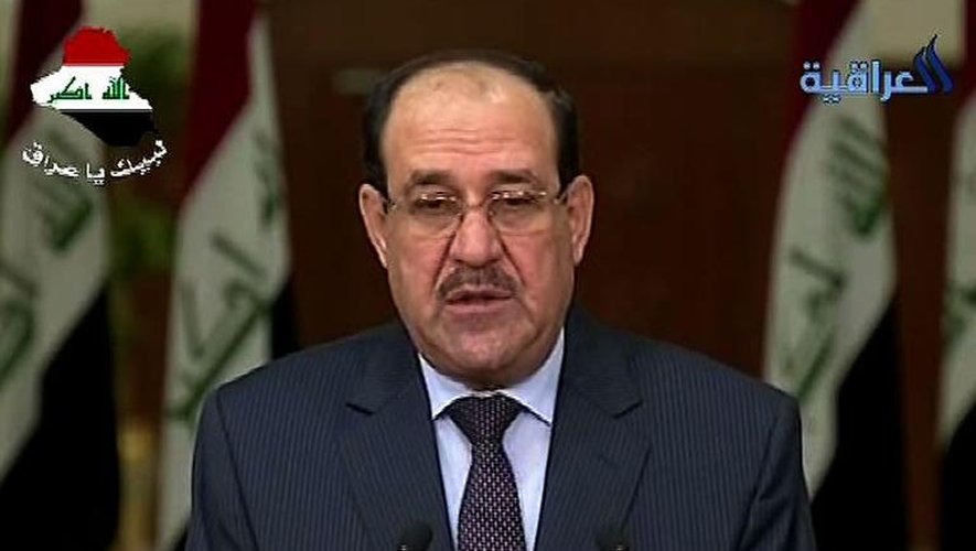 Capture d'écran de Nouri al-Maliki le 18 juin 2014 à la TV irakienne à Bagdad