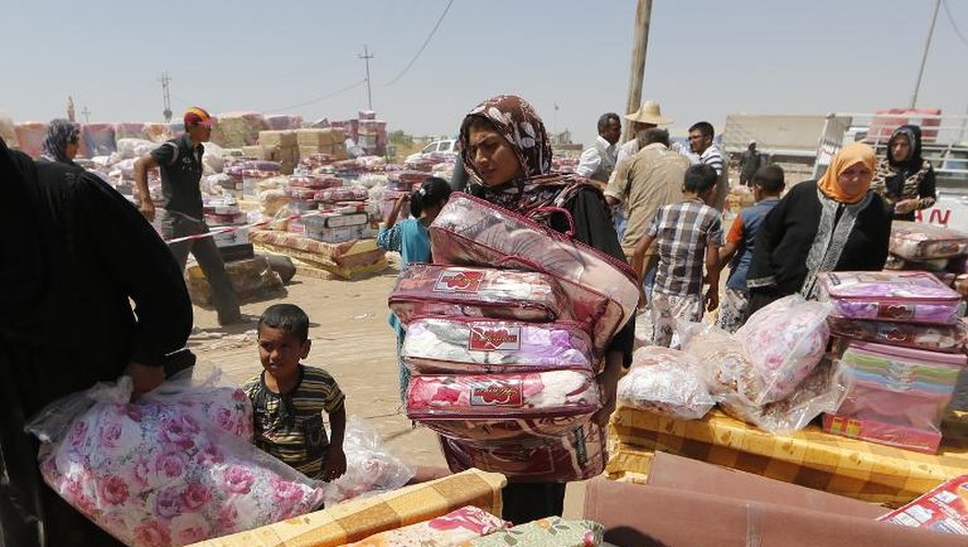Camp provisoire de déplacés à Aski Kalak dans le nord de l'Irak, à 40 km à l'ouest d'Erbil, la capitale de la région autonome kurde, le 18 juin 2014