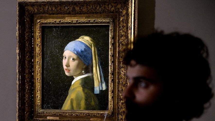 La célébrissime toile "Jeune fille à la perle" de Johannes Vermeer au Palazzo Fava à Bologna le 30 janvier 2014