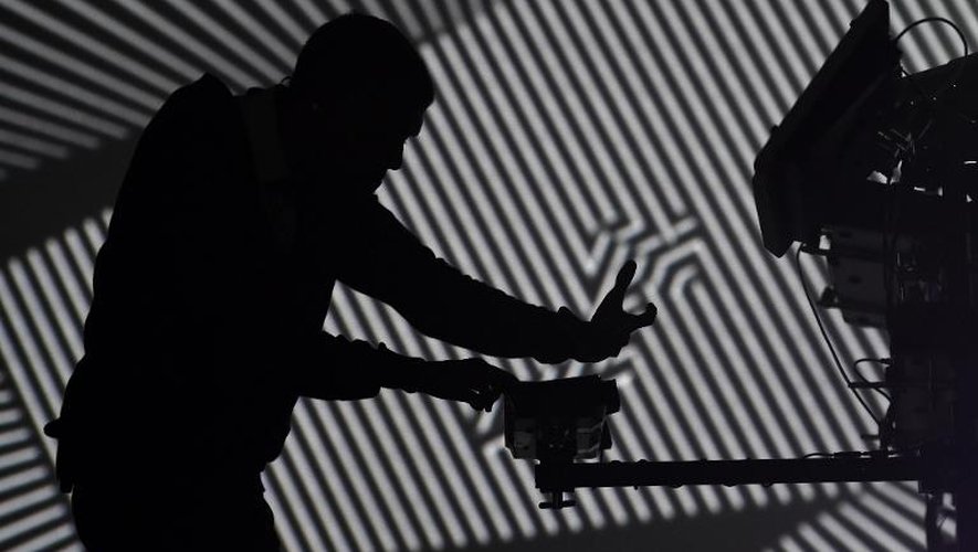 Effet visuel lors du premier concert américain du chanteur belge Stromae, le 20 juin 2014 au Best Buy Theater de New York