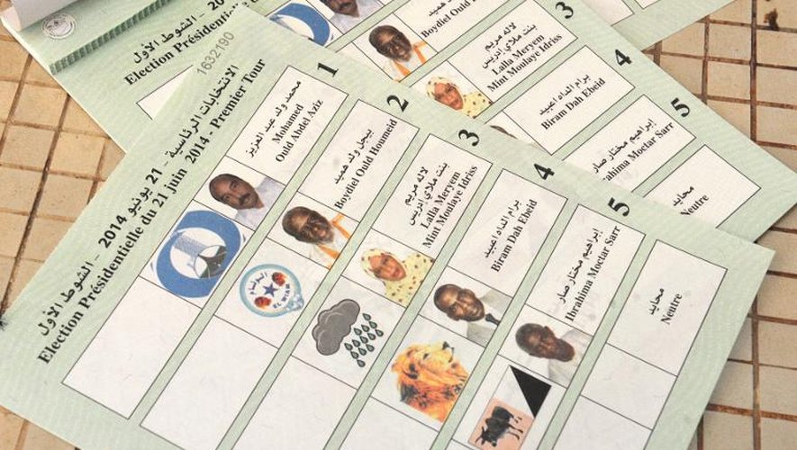Un bulletin de vote pour l'élection présidentielle en Mauritanie, photographié le 20 juin 2014 dans un bureau de vote à Nouakchott