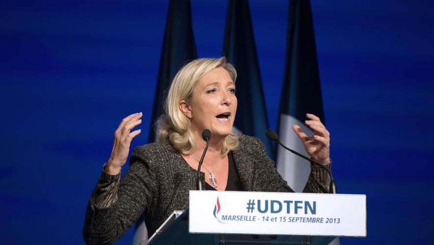 La présidente du Front national Marine Le Pen à l'université d'été de son parti le 15 septembre 2013 à Marseille