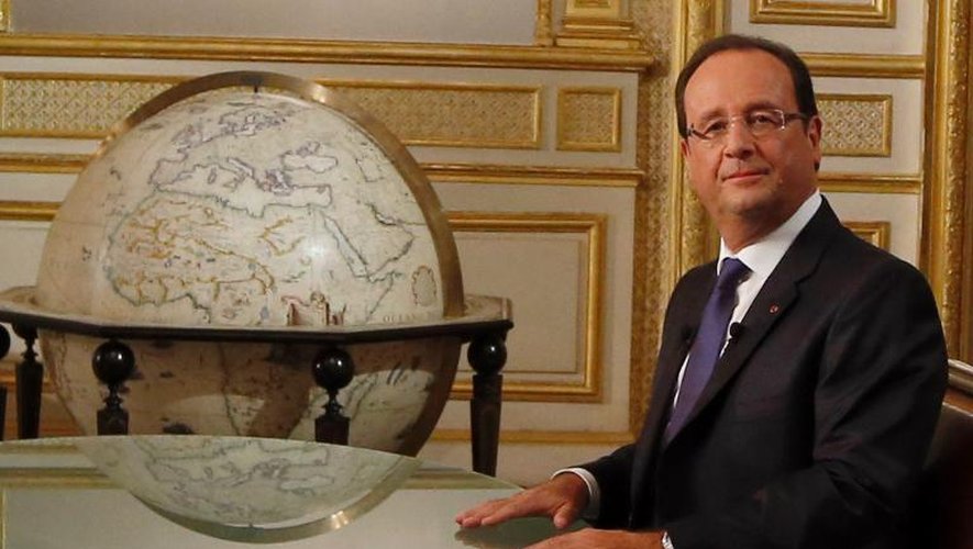 Le président François Hollande lors d'une interview donnée à TF1 le 15 septembre 2013 à Paris