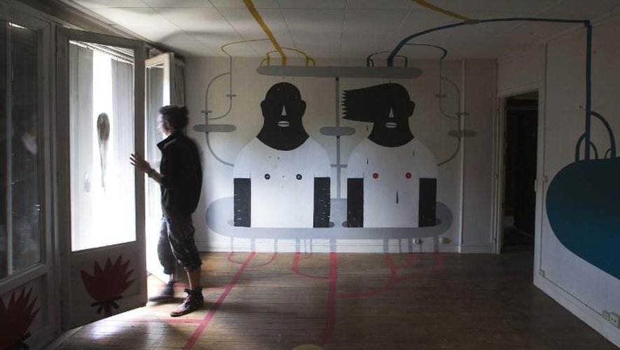 Une création photographiée le 29 juillet 2013 de l'artiste Agustino Iacucci dans un immeuble parisien voué à la démolition
