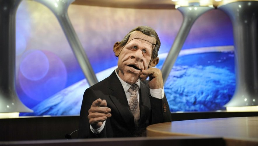 La marionnette "PPD" sur le plateau de l'émission satirique "Les Guignols de l'info", en 2009