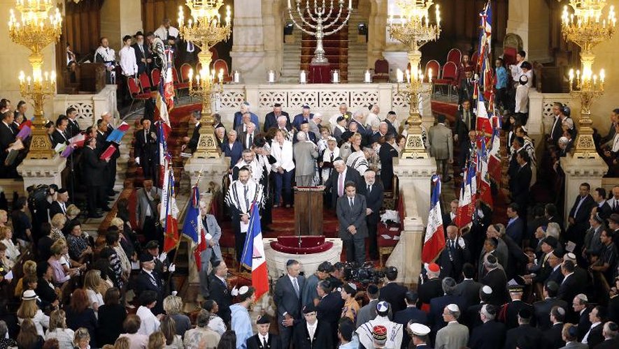 La synagogue de la Victoire à Paris, le jour d'une des commémorations du 70e anniversaire de la rafle du Vel d'hiv, le 9 septembre 2012
