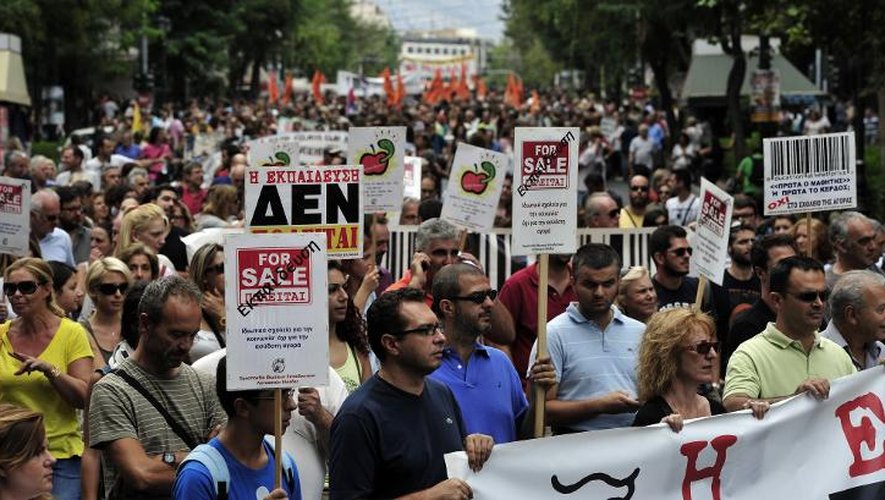 Manifestation d'enseignants grecs à Athènes, le 16 septembre 2013