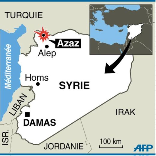Infographie localisant la ville d'Azaz, reprise aux rebelles de l'armée syrienne par des jihadistes