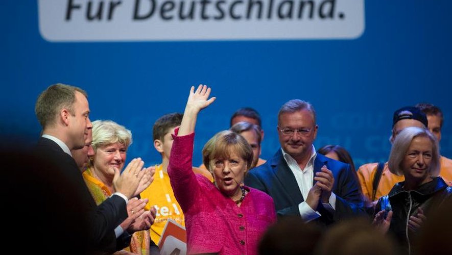 Angela Merkel lors d'un meeting de campagne, le 21 septembre 2013 à Berlin
