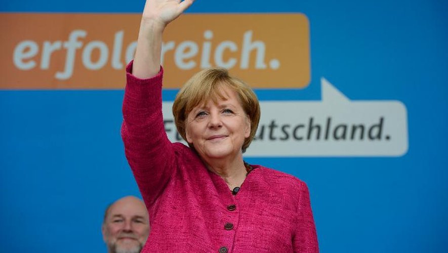Angela Merkel, en meeting de campagne, le 21 septembre 2013 à Stralsund
