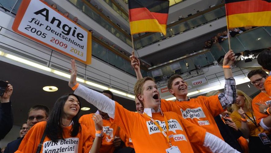 Les partisans d'Angela Merkel à l'annonce de sa victoire le 22 septembre 2013 à Berlin