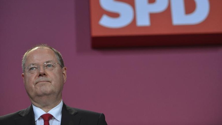Peer Steinbrück le candidat du SPD à l'annonce du résultat des élections législatives le 22 septembre 2013 à Berlin 22 septembre 2013 à Berlin