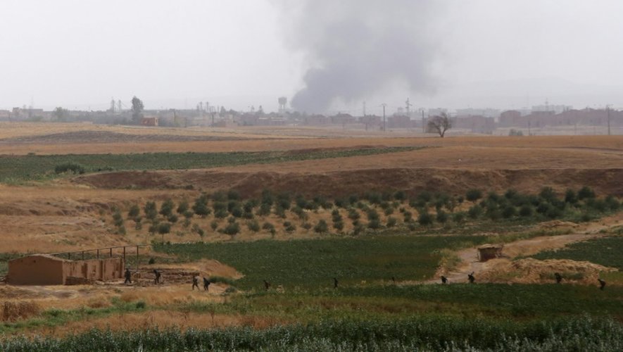 Région proche de la ville syrienne de Hassaké où s'affrontent les Kurdes et les combattants de l'EI, le 16 juillet 2015