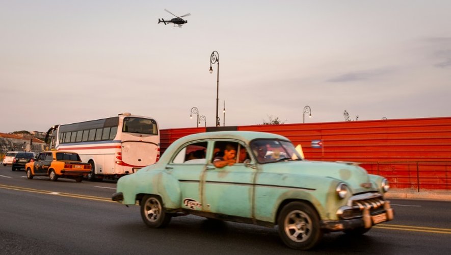 Une voiture "vintage" pendant le tournage de la série "Fast & Furious" à la Havane, le 28 avril 2016