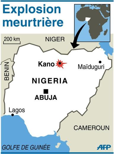 Carte de localisation de Kano où une explosion meurtrière a visé une école