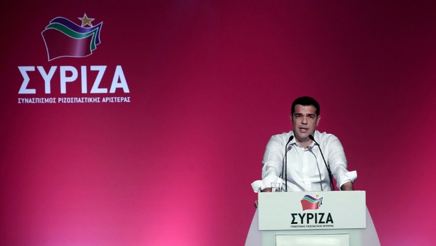 Le Premier ministre grec, Alexis Tsipras, le 30 juillet 2015, devant le comité central de son parti Syriza, à Athènes