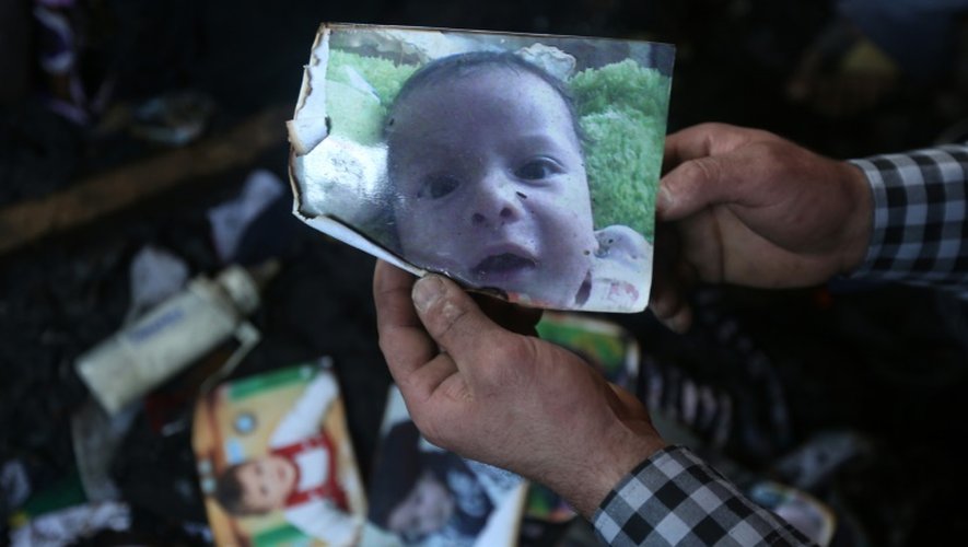 La photographie du bébé palestinien, brûlé vif dans un incendie criminel attribué à des colons israéliens, dans sa maison à Douma, près de Naplouse en Cisjordanie, le 31 juillet 2015