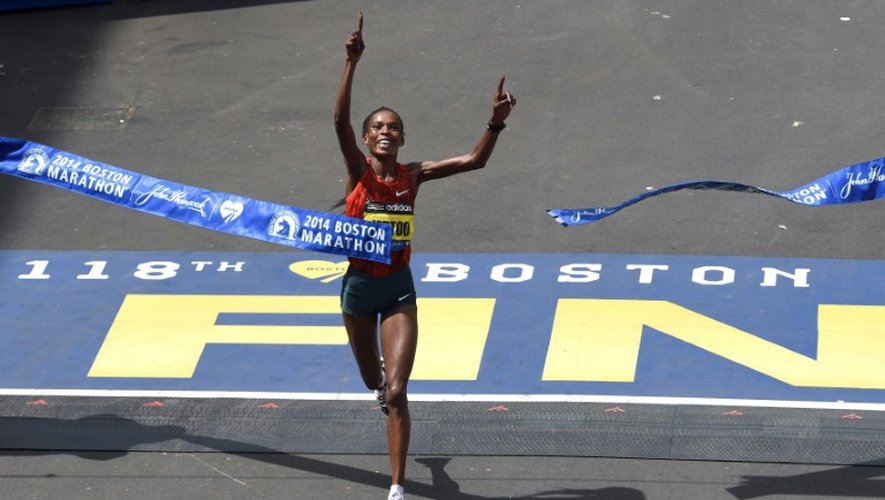 La Kényane Rita Jeptoo, victorieuse du marathon de Boston le 21 avril 2014, et suspendue pour dopage par la suite