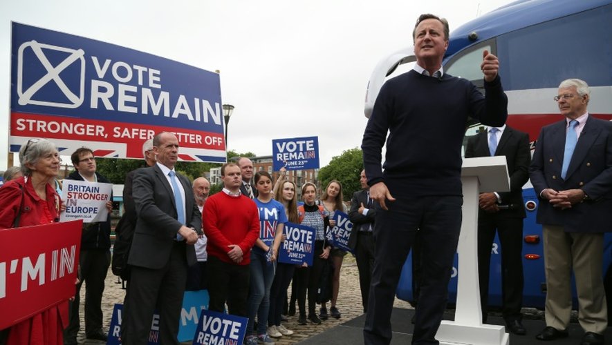 Le Premier ministre britannique David Cameron en campagne pour le maintien du Royaume-Uni dans l'UE à Bristol, le 22 juin 2016