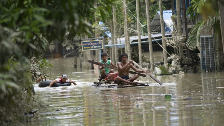 Inondation le 3 août 2015 à Kalay dans la région de Sagaing en Birmanie