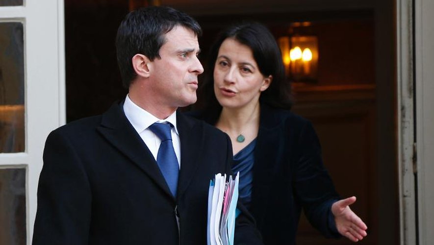 Les ministres Manuel Valls et Cécile Duflot à Matignon le 20 février 2013