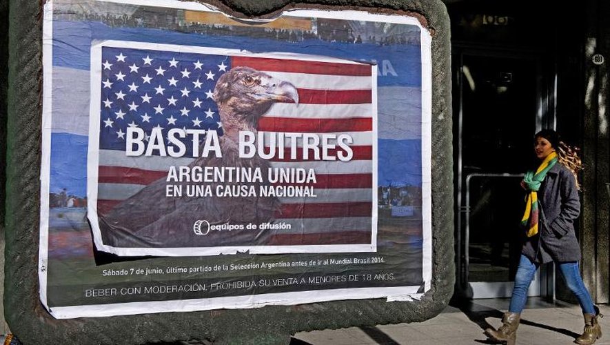 A Buenos Aires, une affiche dénonçant les "fonds vautour" le 18 juin 2014