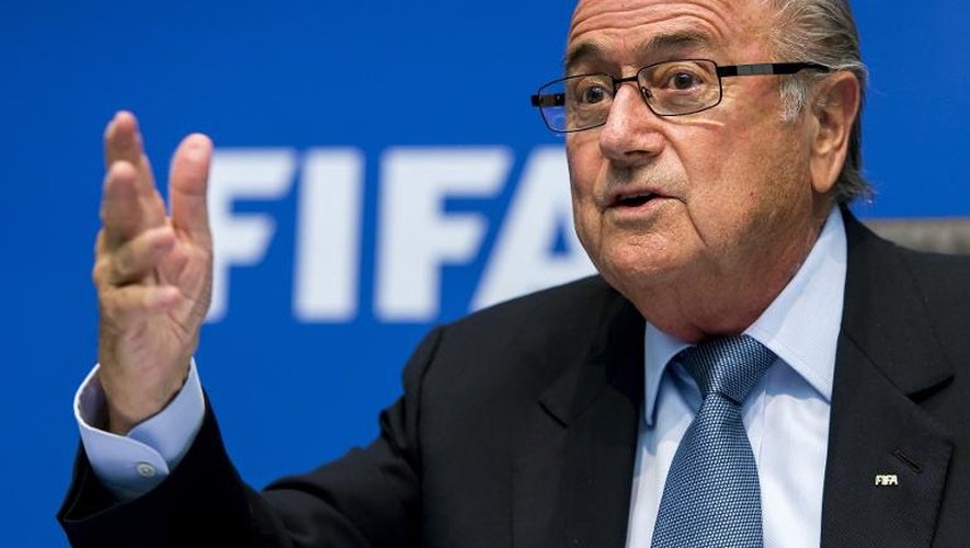 Le président de la Fifa Joseph Blatter, lors d'une conférence de presse au sujet au Mondial-2022 au Qatar, le 4 octobre 2013 à Zürich