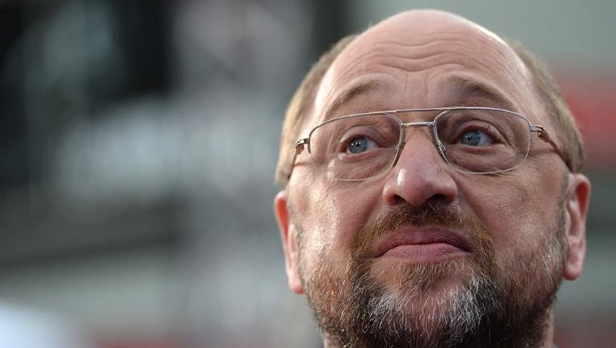 Le social-démocrate allemand Martin Schulz, le 2 mai 2014 à Dortmund en Allemagne. Il a été réélu président du Parlement européen le 1er juillet 2014